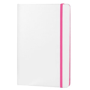 EgotierPro 37088 - Hvid PU notesbog med farvet elastik COLORE