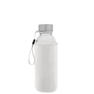 EgotierPro 39528 - Glasflaske med Ståltop og Neopren Cover 420ml JARABA White