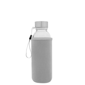 EgotierPro 39528 - Glasflaske med Ståltop og Neopren Cover 420ml JARABA Grey