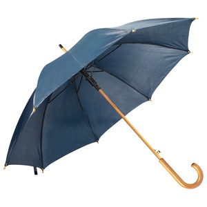 EgotierPro 39529 - Automatisk Polyester 190T Paraply med Træhåndtag CLOUDY Navy Blue