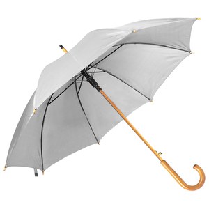 EgotierPro 39529 - Automatisk Polyester 190T Paraply med Træhåndtag CLOUDY White