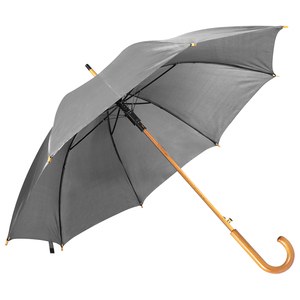 EgotierPro 39529 - Automatisk Polyester 190T Paraply med Træhåndtag CLOUDY Grey