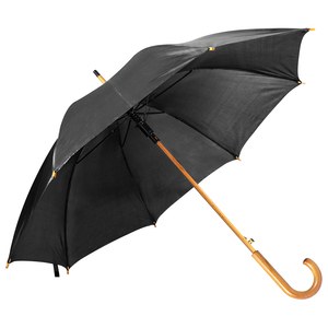 EgotierPro 39529 - Automatisk Polyester 190T Paraply med Træhåndtag CLOUDY Black