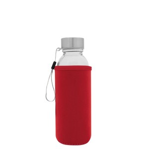 EgotierPro 39528 - Glasflaske med Ståltop og Neopren Cover 420ml JARABA Red