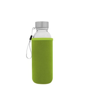 EgotierPro 39528 - Glasflaske med Ståltop og Neopren Cover 420ml JARABA Green