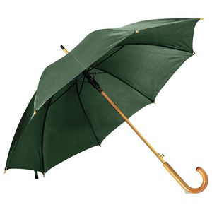 EgotierPro 39529 - Automatisk Polyester 190T Paraply med Træhåndtag CLOUDY Dark Green