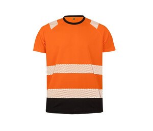 Result RS502X - T-shirt i genanvendt polyester med høj synlighed Fluo Orange / Black