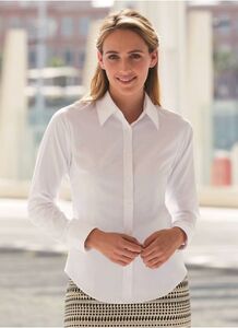 Fruit of the Loom SS001 - Feminin pasform langærmet Oxford skjorte