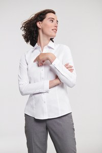 Russell Collection RU962F - Langærmet sildbensskjorte til kvinder