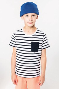 Kariban K379 - Børnestribet sømandst-shirt med lomme