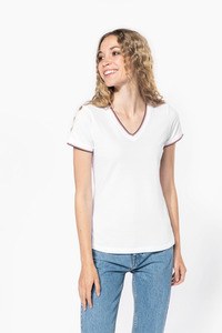 Kariban K394 - T-shirt med V-udskæring i Pique-strik til kvinder