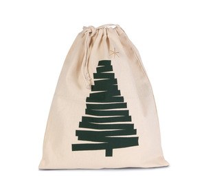 Kimood KI0746 - Cotton bag with Christmas tree design and drawcord closure.