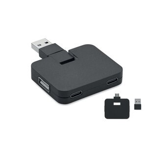GiftRetail MO2254 - SQUARE-C USB-hub med 4 porte og 20 cm ka